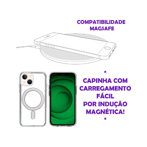 CAPA CAPINHA CLEAR CASE PREMIUM COMPATÍVEL COM MAG-SAFE PARA CARREGAMENTO COM INDUÇÃO IOS 11 108970001